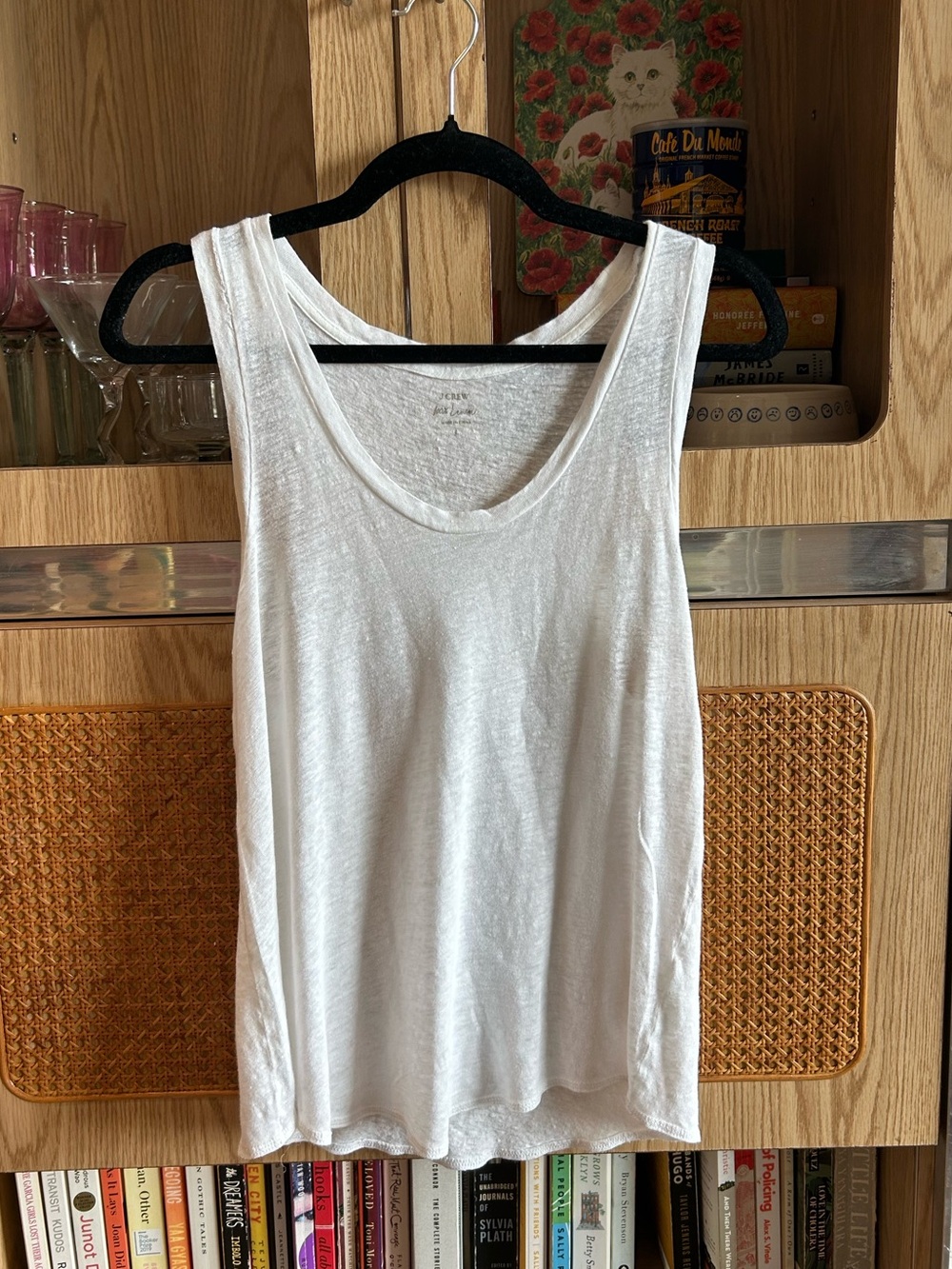 J.Crew Just Linen White Scoop Neck Tank Top Size L